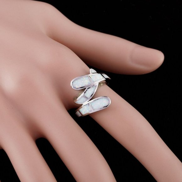 Overlapping White Opal Silver Ring - Picture 5 of 5